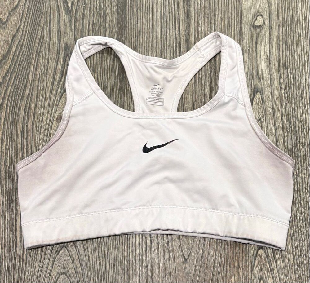 Nike Swoosh Women's Dri-Fit Racerback Medium Support Sports Bra Light Gray Large